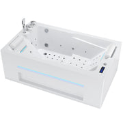 Empava EMPV-71JT802 tub from the opposite side with jets and round pillows, on white