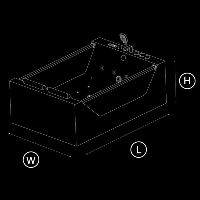 Empava EMPV-71PRO01 line drawing marking length, width and height