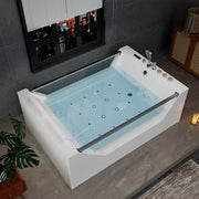 Empava EMPV-71PRO01 filled tub from above showing glass rails