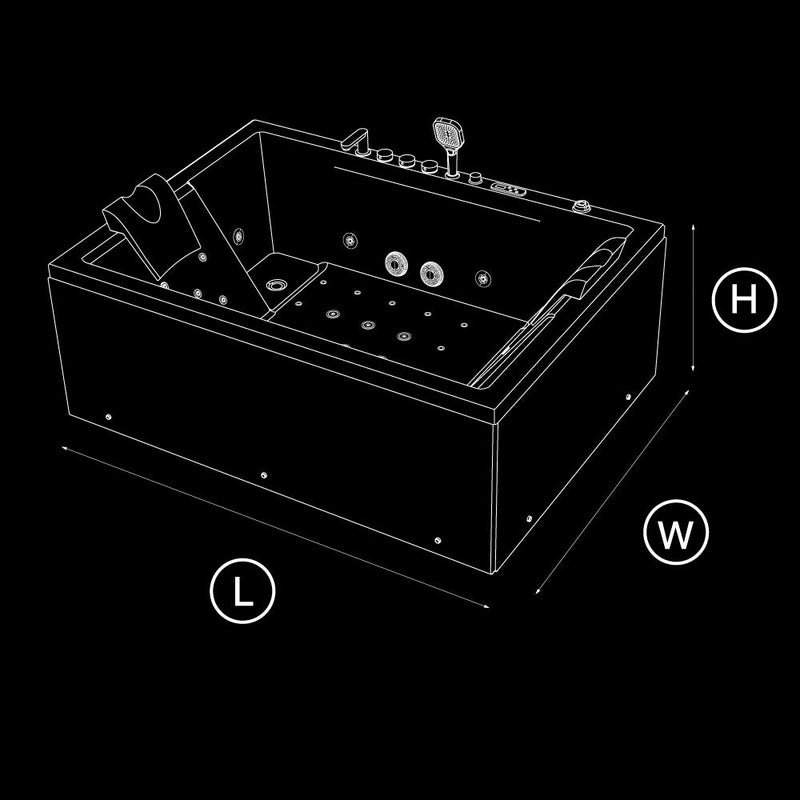 Empava EMPV-71PRO02 line drawing marking length, width and height