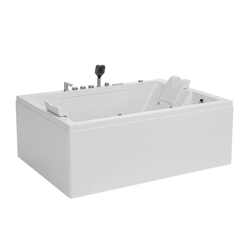 Empava EMPV-71PRO02 two-person alcove massage tub, three-quarter view, white background