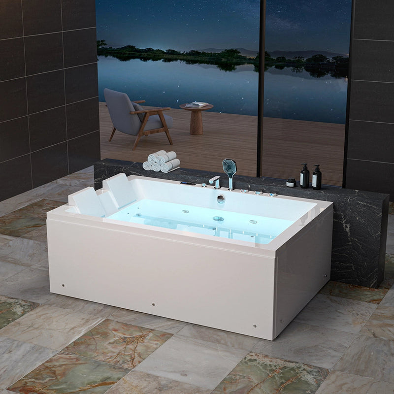 Empava EMPV-71PRO04 tub with lit water, elevated view