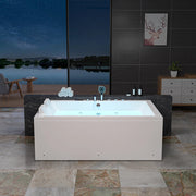 Empava EMPV-71PRO04 alcove tub by a lakeside window, front view