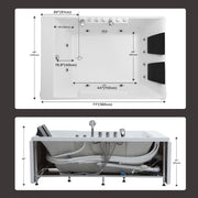 Empava EMPV-72JT367LED dimension drawing with top view and plumbing under the apron