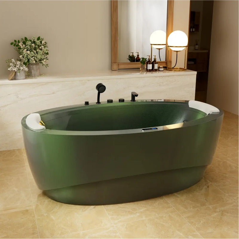 Empava EMPV-75DM02 Green Diamond freestanding double-ended whirlpool tub, three-quarter view