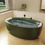 Empava EMPV-75DM02 green tub from the opposite end with white pillows