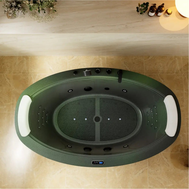 Empava EMPV-75DM02 top view showing jets, two pillows and center drain