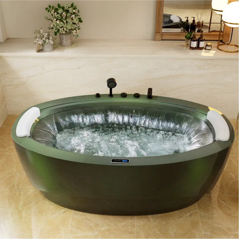 Empava EMPV-75DM02 green tub with 360-degree waterfall running