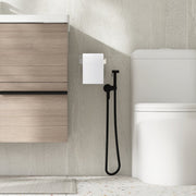 Empava EMPV-BAS05 brushed nickel holder with roll on a stone wall near a bidet sprayer