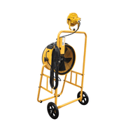fa 300k6 yellow warehouse dock trailer fan with mobile back right angle view.