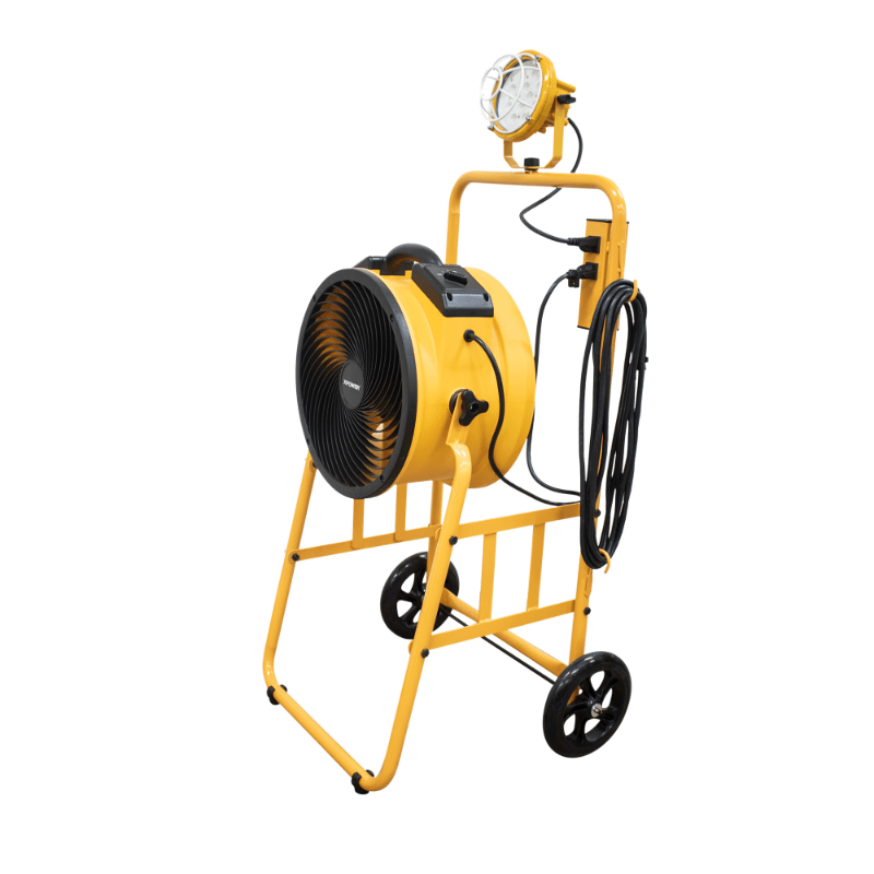 fa 300k6 yellow warehouse dock trailer fan with mobile right angle view.