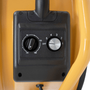 fa 420k2 warehouse dock trailer fan with wall mount arm control panel.