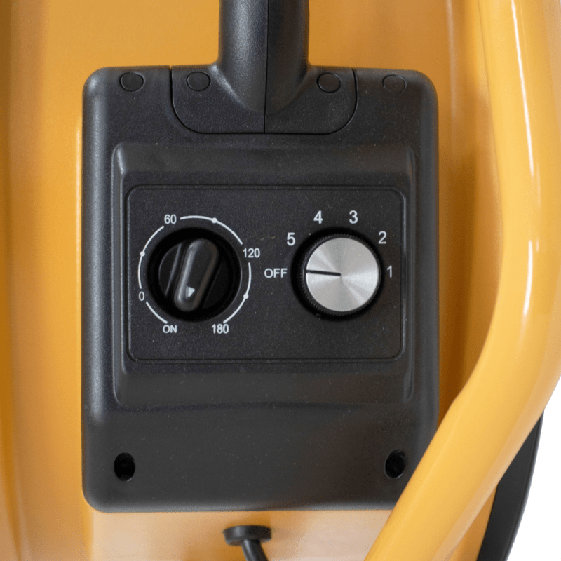 fa 420k2 warehouse dock trailer fan with wall mount arm control panel.