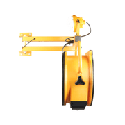 fa 420k2 warehouse dock trailer fan with wall mount arm side view.