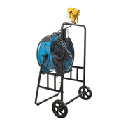 fa 420k6 blue warehouse dock trailer fan with mobile trolley back right angle view.