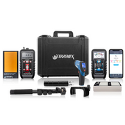 Tramex Flooring Assessment Kit - FAK An image showcasing the Tramex Flooring Assessment Kit, displaying various tools and components used for evaluating flooring conditions. The kit includes moisture meters, measurement devices, and relevant accessories arranged in a sturdy carrying case.
