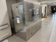 FloorZone floor containment cart closed in a hospital corridor, exhaust grille and double doors