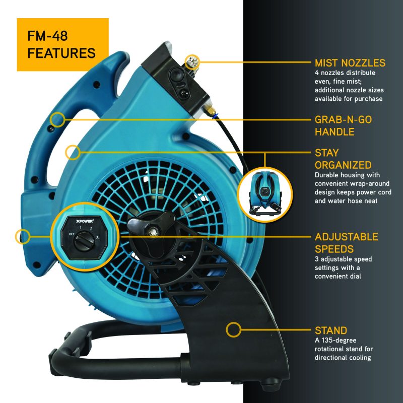 xpower fm-48 misting fan front view
