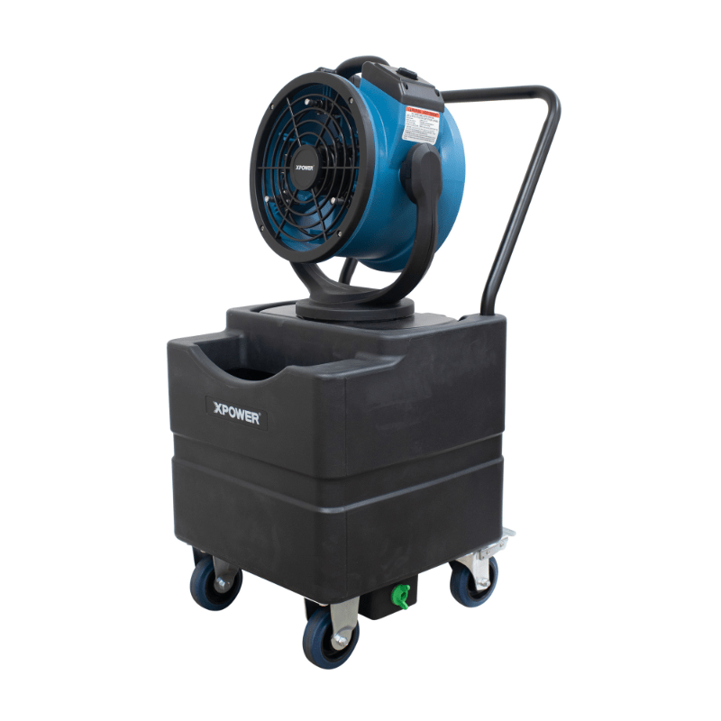 fm 68wk misting fan with water tank right angle view.