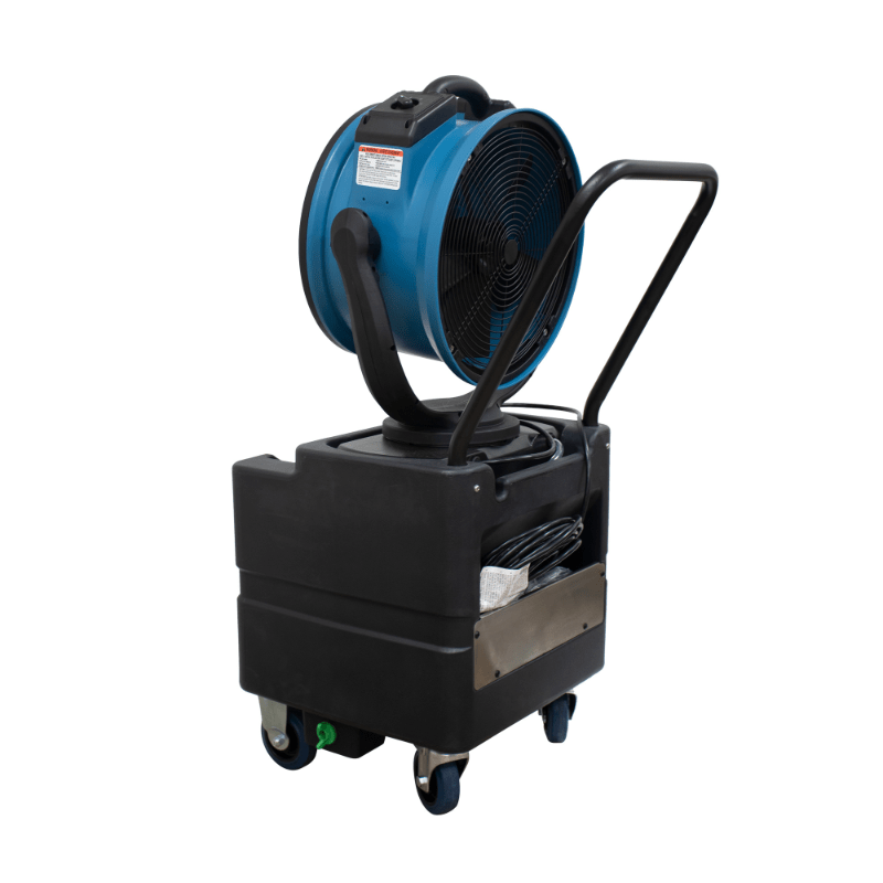 fm 88wk misting fan with water tank back angle view.