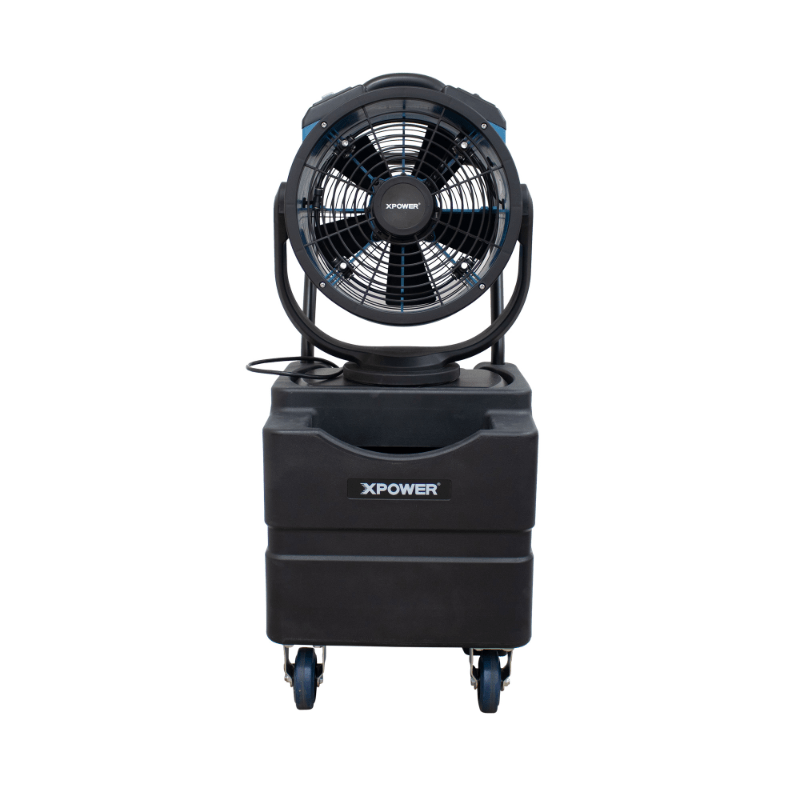 fm 88wk misting fan with water tank front view.