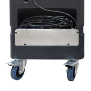 fm 88wk misting fan with water tank wheels and cord storage.