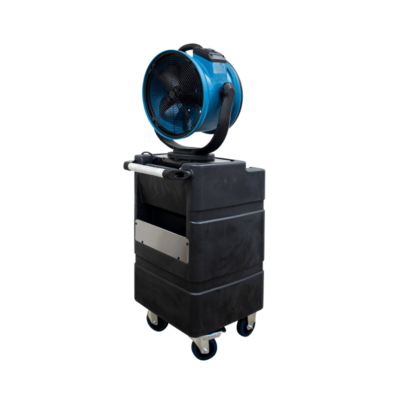fm 88wk2 misting fan with water tank back right angle view.