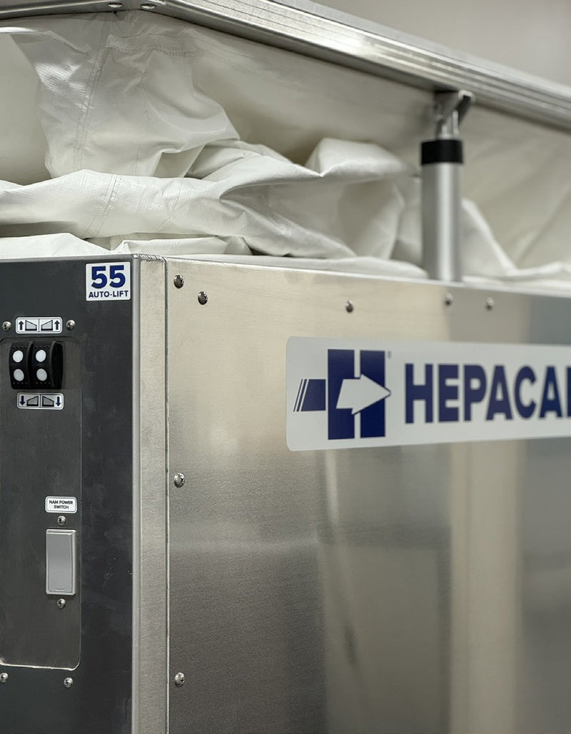 HEPACART 55 AutoLift actuator column with raise and lower buttons on the base