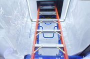 HEPACART ALEM ladder extension module with a tall ladder, shown as an option on ALEM configurations