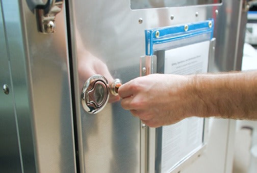 HEPACART cart door lock with key and the work permit holder