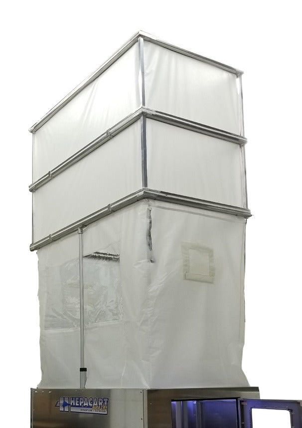HEPACART Stackable Extension Modules stacked two high on an AutoLift enclosure