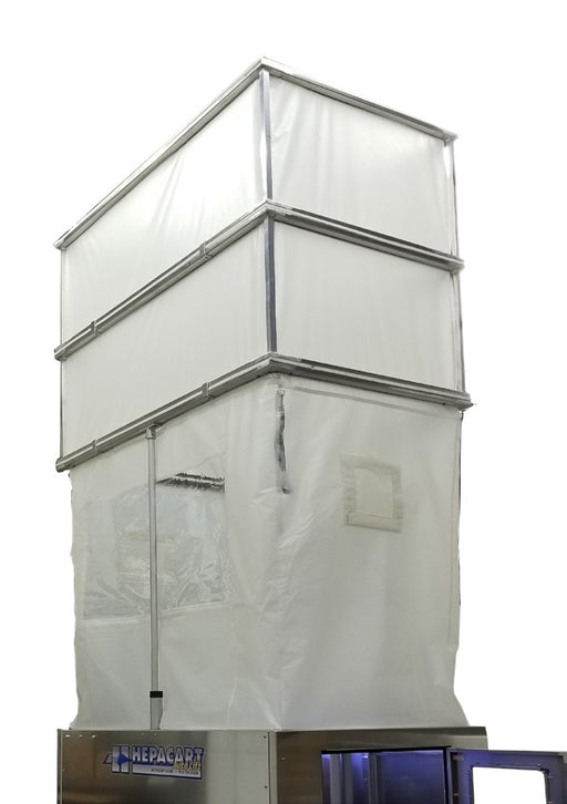 HEPACART Stackable Extension Modules stacked two high on an AutoLift enclosure