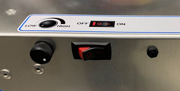 HEPAFORCE AIR variable speed knob and on/off switch on the control panel