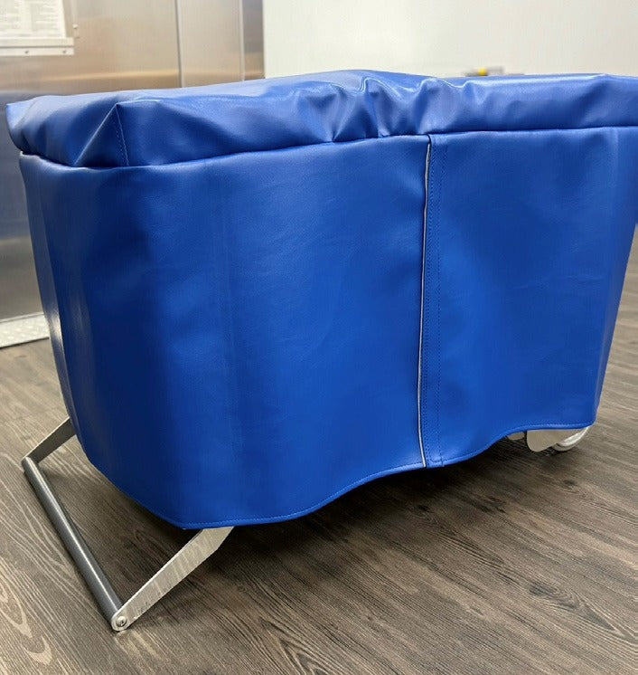 HEPAFORCE AIR negative air machine wearing a fitted blue dust cover, machine size not identified