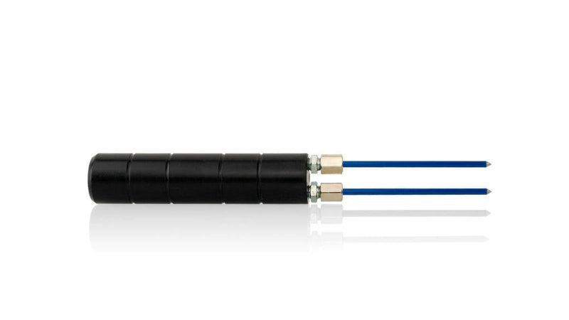Tramex Heavy-duty 90mm Pin-type Electrode - HH14SP90B An image of a handheld probe featuring three insulated pins designed for moisture measurement, showcasing its robust construction and practical design for professional use.