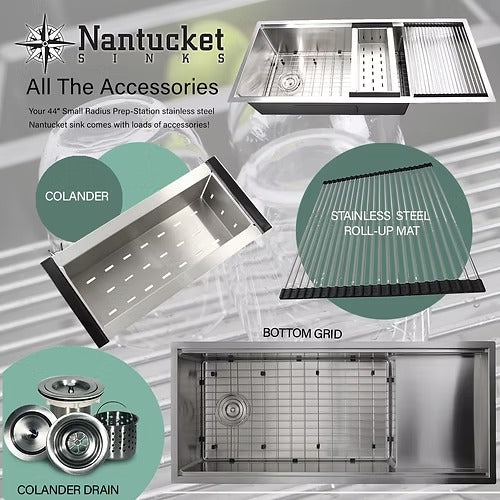 Nantucket sinks SR4419-16-DB Small radius undermount prep station sink