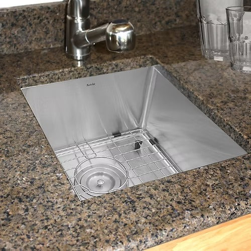 Nantucket Sinks SR1815 15" Pro Series Rectangle Undermount Small Radius Stainless Steel Bar/Prep Sink