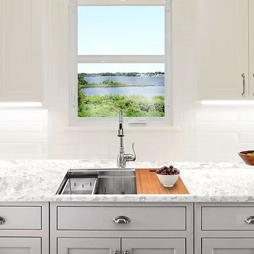 Nantucket Sinks SR-PS2-2818-16 Pro Series Prep-Station Single Bowl Undermount Kitchen Sink with Included Accessories