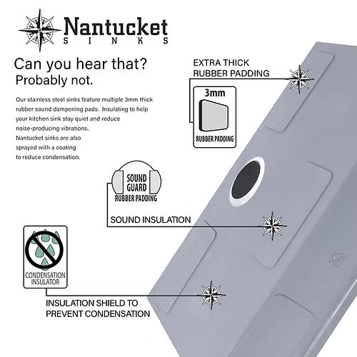 Nantucket Sinks Apron332010-16 33" Pro Series Single Bowl Farmhouse Apron Front Stainless Steel Kitchen Sink
