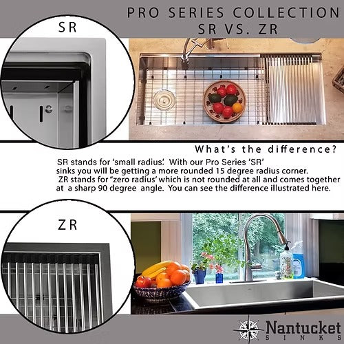 Nantucket SR-PS-3220-16 - 32" Small Radius Undermount Kitchen Sink Stainless Steel