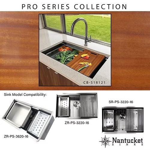 Nantucket Sinks ZR-PS-3620-16 Pro Series Large Prep Station Single Bowl Undermount Kitchen Sink with Compatible Accessories