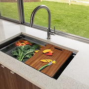 Nantucket Sinks ZR-PS-3220-16 32" Pro Series Large Prep Station Single Bowl Undermount Stainless Steel Kitchen Sink Set (image 6)