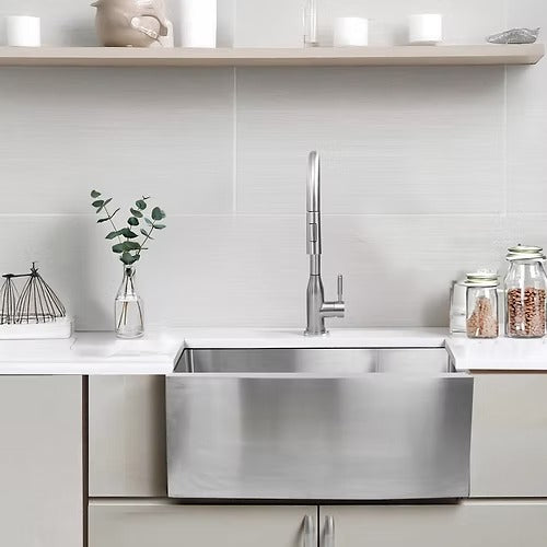 Nantucket Sinks Apron2420SR-16 24" Pro Series Single Bowl Farmhouse Apron Front Stainless Steel Kitchen Sink