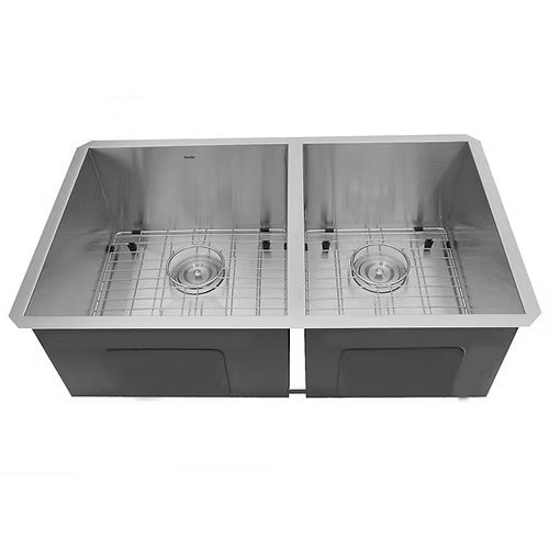 Nantucket Sinks ZR3219-OS-16 32" Pro Series 60/40 Offset Double bowl Undermount Zero Radius Stainless Steel Kitchen Sink (image 1)