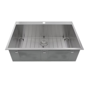 Nantucket Sinks ZR3322-S-16 33" Large Single Bowl Self Rimming Zero Radius Stainless Steel Drop In Kitchen Sink, 1 Hole (image 1)