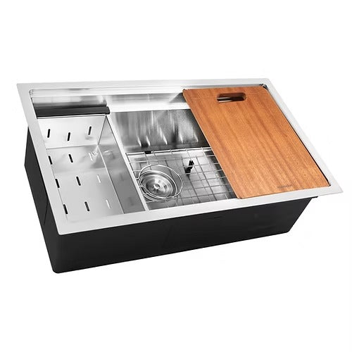 Nantucket Sinks SR-PS2-2818-16 Pro Series Prep-Station Single Bowl Undermount Kitchen Sink with Included Accessories (image 1)