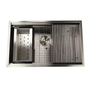 Nantucket Sinks ZR-PS-3220-16 32" Pro Series Large Prep Station Single Bowl Undermount Stainless Steel Kitchen Sink Set (image 1)
