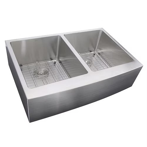 Nantucket Sinks APRON332210-DBL-SR 33" Double Bowl Farmhouse Apron Front Stainless Steel Kitchen Sink (image 1)