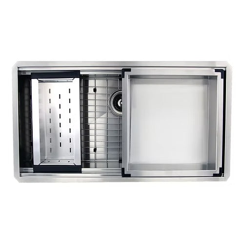 Nantucket Sinks ZR-PS-3620-16 Pro Series Large Prep Station Single Bowl Undermount Kitchen Sink with Compatible Accessories (image 1)