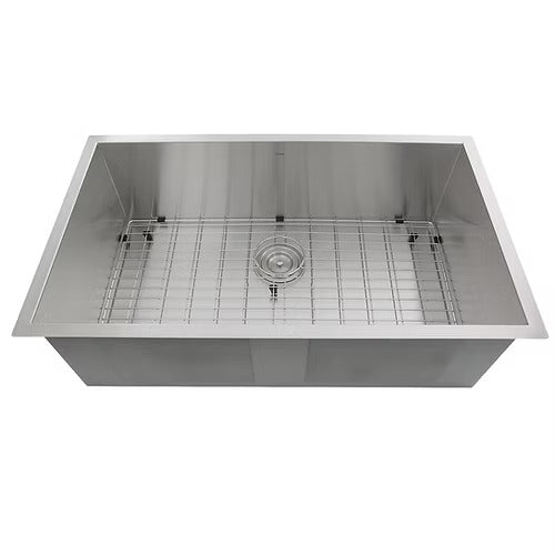 Nantucket Sinks ZR3219-16 32" Pro Series Large Rectangle Single Bowl Undermount Zero Radius Stainless Steel Kitchen Sink (image 1)